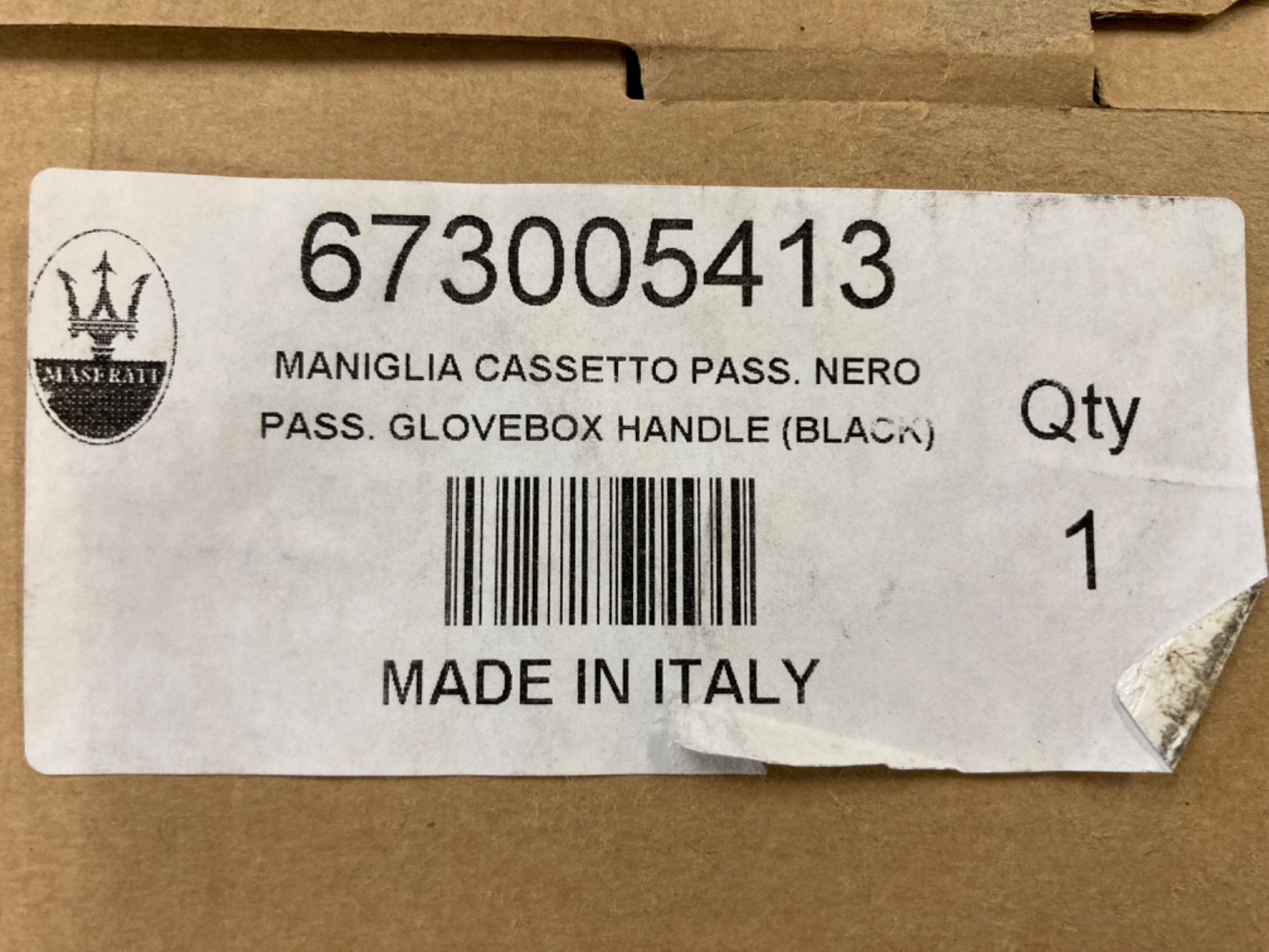 OEM Maserati Passenger Glovebox Handle, Black, Ghibli & QP V6, 14-17, 673005413