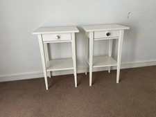 IKEA Solid Wood Bedside Table Pair, White, 70x46x35 cm With a Drawer