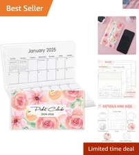 Elegant Pink Floral Pocket Planner 2024-2025 - Perfect for Daily Organization