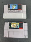 lot of 2 Nintendo SNES Authentic  Vtg Games Super Mario World Mario All Stars