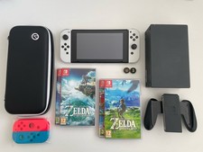 Nintendo Switch 32GB V1 White Joy-Con  Case Zelda BOTW Zelda TOTK (READ DESCRIP)