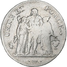 France, 5 Francs, Union et Force, AN 9, Bordeaux, Silver, S, KM:639.5