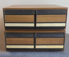 LOT OF 2 VTG Wood 2 Drawer Cassette Tape Holder Storage Cabinets Holds 48, EUC