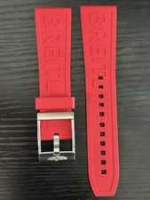 BREITLING OEM 24MM Diver Pro Rubber Strap Red Rubber Band w/ OEM Tang Buckle