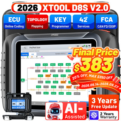 2026 USED XTOOL Scanner D8S V2.0 Auto Diagnostic ECU Coding Topo Map 42+ Service