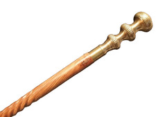 Vintage Antique Style Brass Wood Victorian Walking Stick Cane Spiral Carved 37"