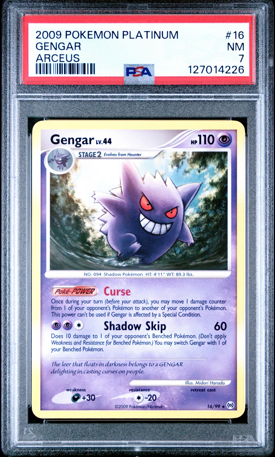 2009 POKEMON PLATINUM ARCEUS #16 GENGAR PSA 7