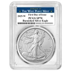 2025-W $1 1-oz Burnished American Silver Eagle PCGS SP70 FDOI West Point Label