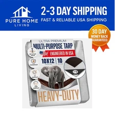 10x12 Mil Thick Reversible Tarp - Waterproof, Tear Resistant & Versatile Use