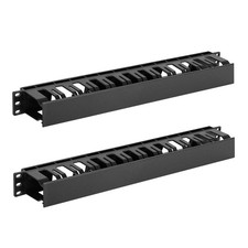 2 Pack 1U Server Rack Horizontal Cable Management with Cover,2.6 Depth Plast...