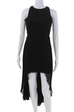 Halston Womens Sleeveless Zipped Dress Black Size 0