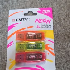 EMTEC Neon C410 32GB USB 2.0 Flash Drive 3-Pack Multicolor External Drive