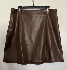 Womens Mini Skirt Old Navy Faux Leather Size L Hidden Side Zipper Cutest 