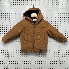 Carhartt Duck Canvas Jacket Toddler Size 2T Brown Hooded Lined