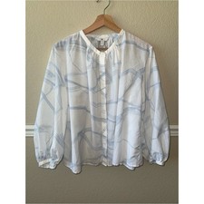 Banana Republic Silk Cotton Blouse Long Sleeve Puff Sleeve Lightweight Medium