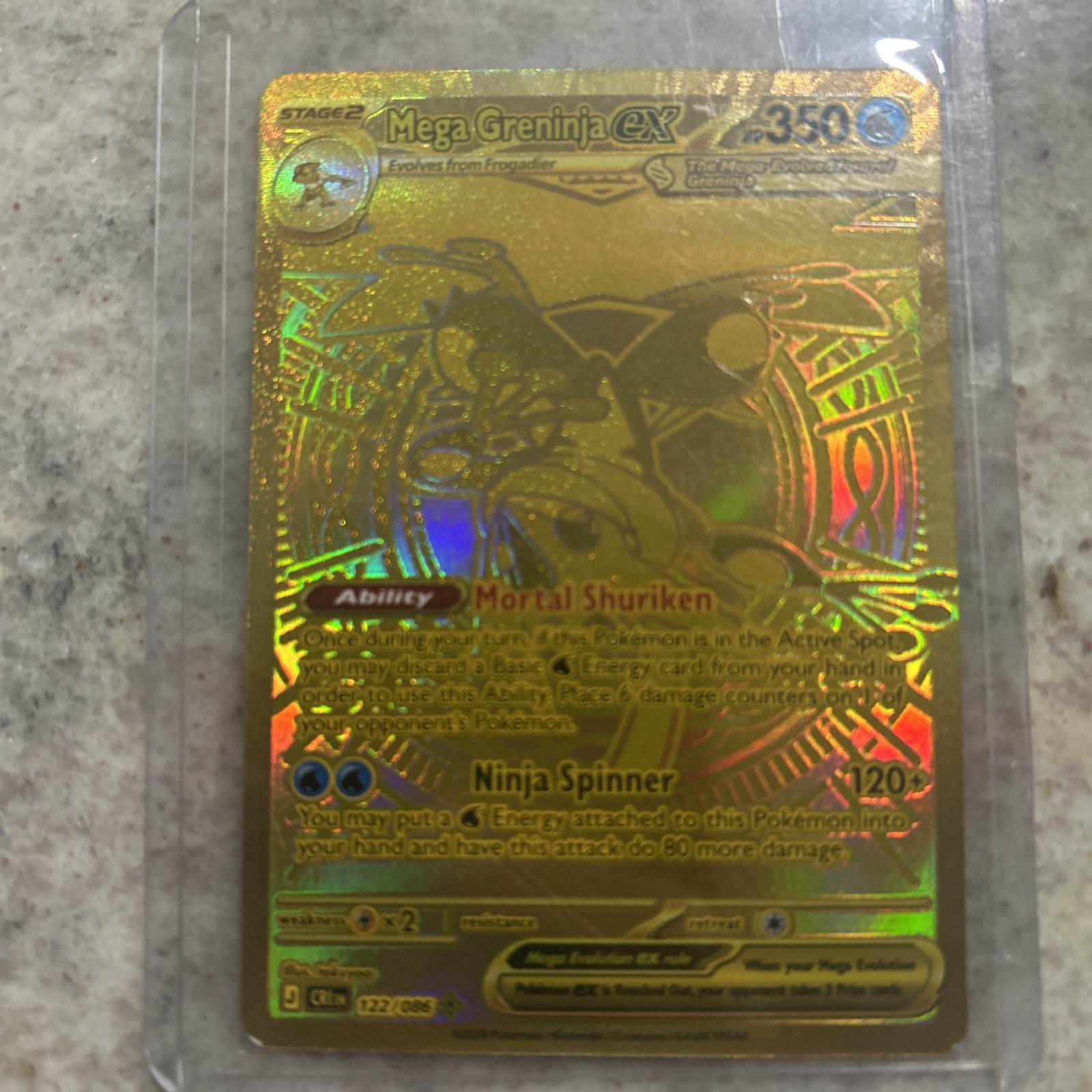 Mega Greninja ex ENGLISH Gold 122 Ninja Spinner Pokemon TCG Rising Chaos