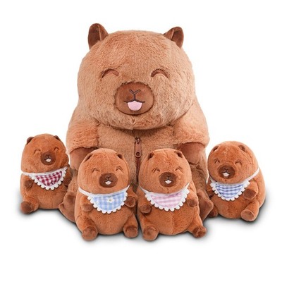 13'' | 5Pcs Capybara Stuffed Animals Family Set, Mommy Capybara Plush with 4 B...
