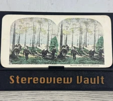 Antique Hand Colored WWI Machine Gun Platoon Advancing Stereoview Card