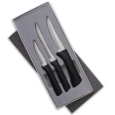 Cutlery Anthem Series 3-Piece Slice & Pare Knife Set, Made in USA, Black Handles