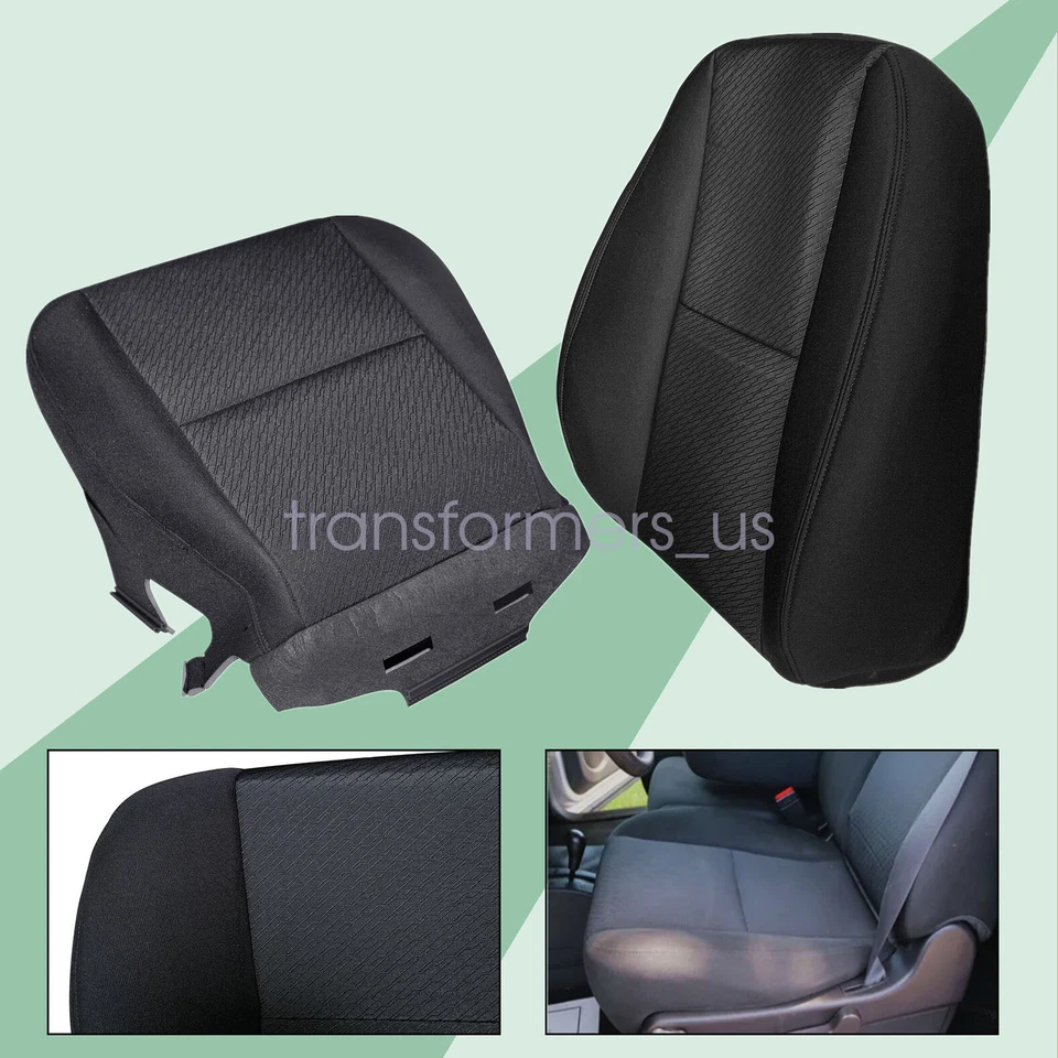 For 2007-2014 Chevy Suburban 1500 2500 Driver Bottom+Top Cloth Seat Cover Black - Image 3 of 4