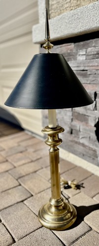 Frederick Cooper Messing Kerzenständer Tischlampe Buffet 37" mit original schwarzem Schirm - Bild 16 von 18