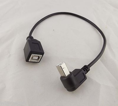 USB 2.0 B Female To Down Angle USB B Male Printer Short Data Cable Adapter 1ft