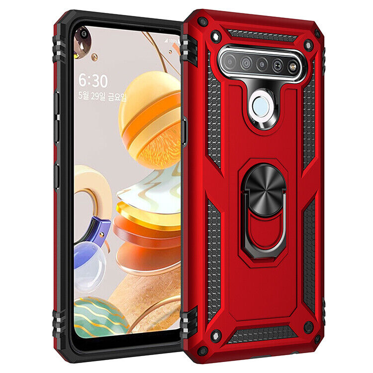 For LG K61 Shockproof Phone Case Armor Stand Ring Holder Phone Cover
