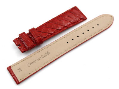 Cinturino Vera Pelle Coccodrillo Rosso Lucido Watch Band Ansa 18mm