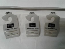 3 vintage Sears DISTINCTIVELY STYLED retail necktie hangers plastic menswear NYC