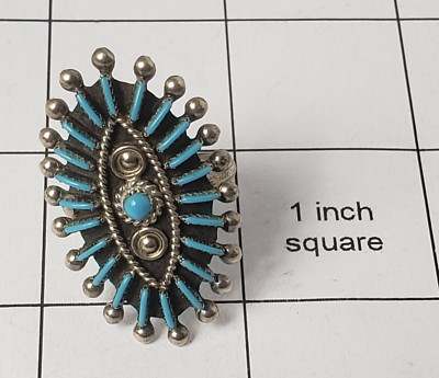 Native American NA Ring Sterling Turquoise Sz 9 T Yazzi Navajo 9.2gms  T Yazzie