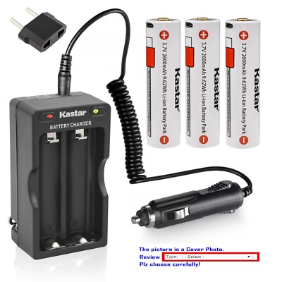 Kastar Battery AC Travel Charger for OLIGHT 186C35 R20 Baton H2R Perun