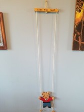 Antique Hand Carved Wooden Bears Folk Art Toy Swinging Dancing Bear