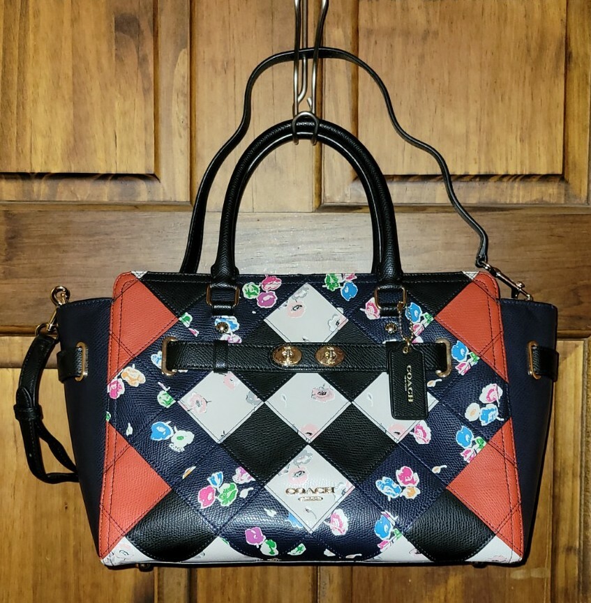 COACH SWAGGER PATCHWORK CARRYALL FLORAL MULTI-COLOR SATCHEL BAG