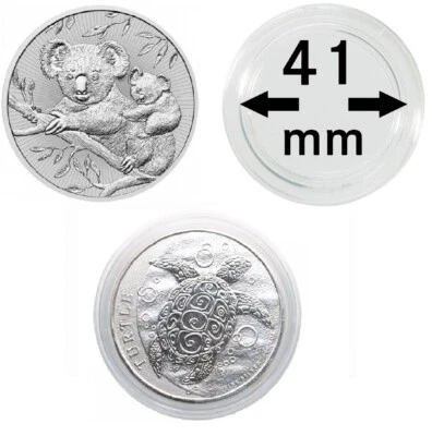 LINDNER Münzkapseln 41mm 2 Unzen Oz Koala Niue Schildkröte 5,5mm S2255041P 10St