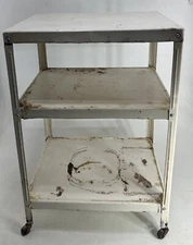 RARE VINTAGE KITCHEN THREE TIER CART, SERVING, STORAGE  Wooden Wheels