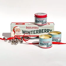 Santa's Naturals Winterberry Christmas Candle Trio Pack | Warm Cider Fragrance