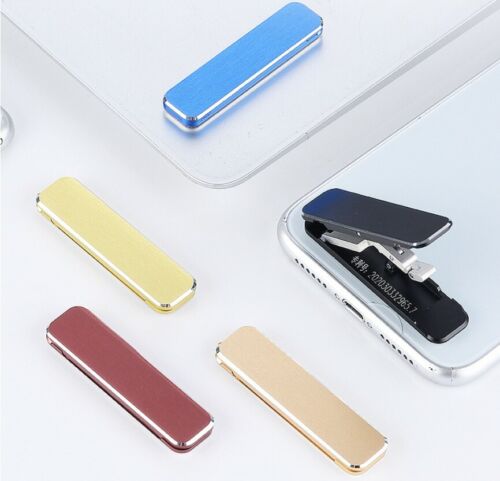 Soporte universal ultra delgado ajustable de aluminio portátil para teléfono celular - Imagen 9 de 15