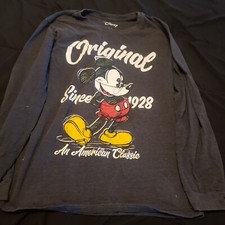 Disney Sweater Large Gray Mickey Mouse Pullover Sweatshirt Big Print Pre-owned