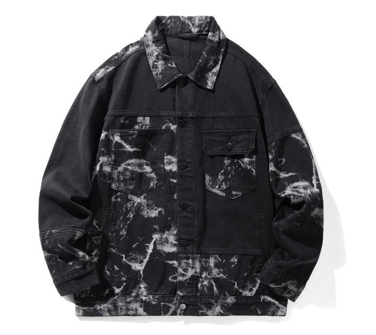 Men's Cotton Denim Jacket Casual Coat Long Sleeve Outwear Korean Cargo Fashion