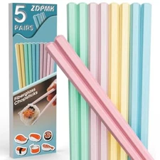 5 Pairs Reusable colorful Chopsticks Set, Dishwasher Safe, Fiberglass Ornament