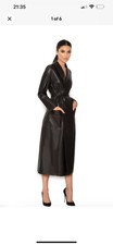 House Of Cb 'meja' Black Vegan Leather Self-tie Trench Coat Y2k