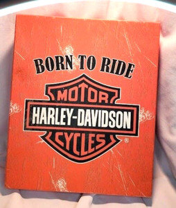 Vintage Harley Davidson Orange and Black GIft Box Heavy Duty 15 1/2' x 13" x 4"