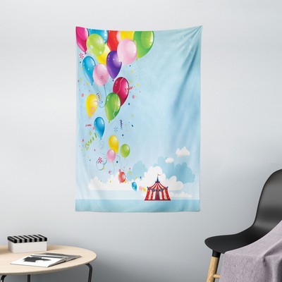 Circus Tapestry Carnival Tent Balloons Print Wall Hanging Decor