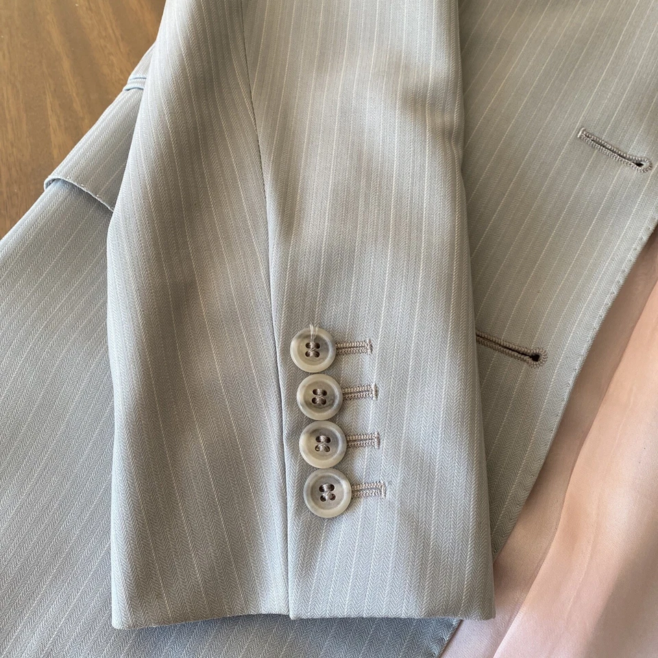 Blazer Chloe gris claro a rayas de lana y cachemir de segunda mano para mujer talla 42 Foto 3 de 4