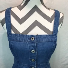BB Dakota Blue Sleeveless A-Line Mini Jean Spirit Button Front Dress Sz 0 HHH17