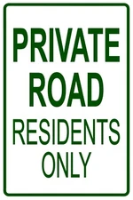 Private Road Residents Only Wall Art Decor Novelty Notice Aluminum Metal Sign