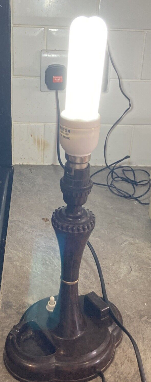 Art Deco Bakelite Table Lamp with Smokers Fitments, 10" high approximately 12
