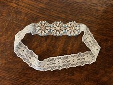 Wedding Garter Blue Lace Jeweled Embellishments