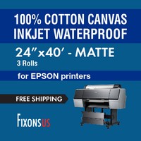100% Cotton Inkjet Canvas For Epson - Matte Finish 24 X 40' - 3 Rolls 100% Cotton Inkjet Canvas For Epson - Matte Finish 24 X 40' - 3 Rolls
