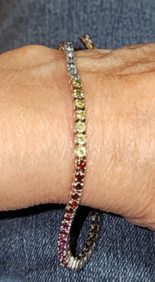 Tennis Bracelet-Sterling 925-Segmented-Semi Precious Gems-7'' Long-MSRP $295-NWT